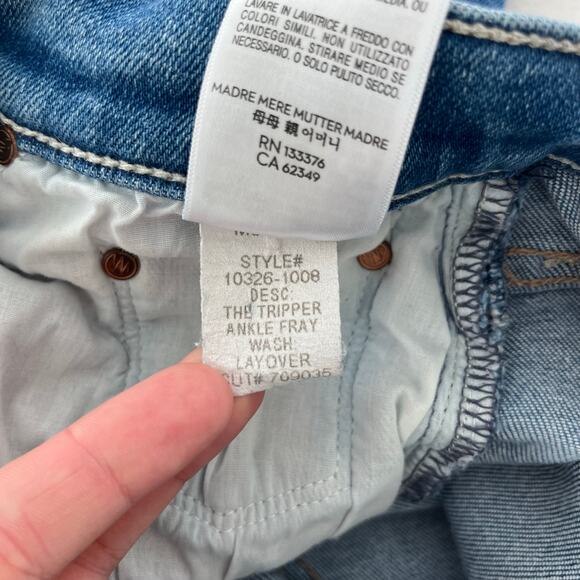 Mother The Tripper Ankle Fray in Layover Blue Wash Denim Stretch Jeans, Size 27 - Picture 14 of 15